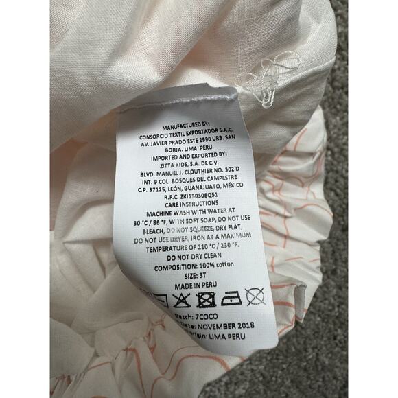 NWT Coco Au Lait White Orange Circle Ballon Skirt Dress Ruffle Neckline Size 3Y - Picture 6 of 6